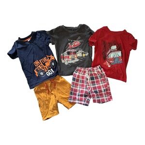 Garanimals‎ Cat&Jack Boys 5pc Set 4T T-Shirts Shorts Fire Truck Construction